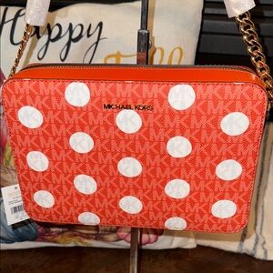 Michael Kors Red Clay and White Polka Dot Crossbody Bag - NWT
